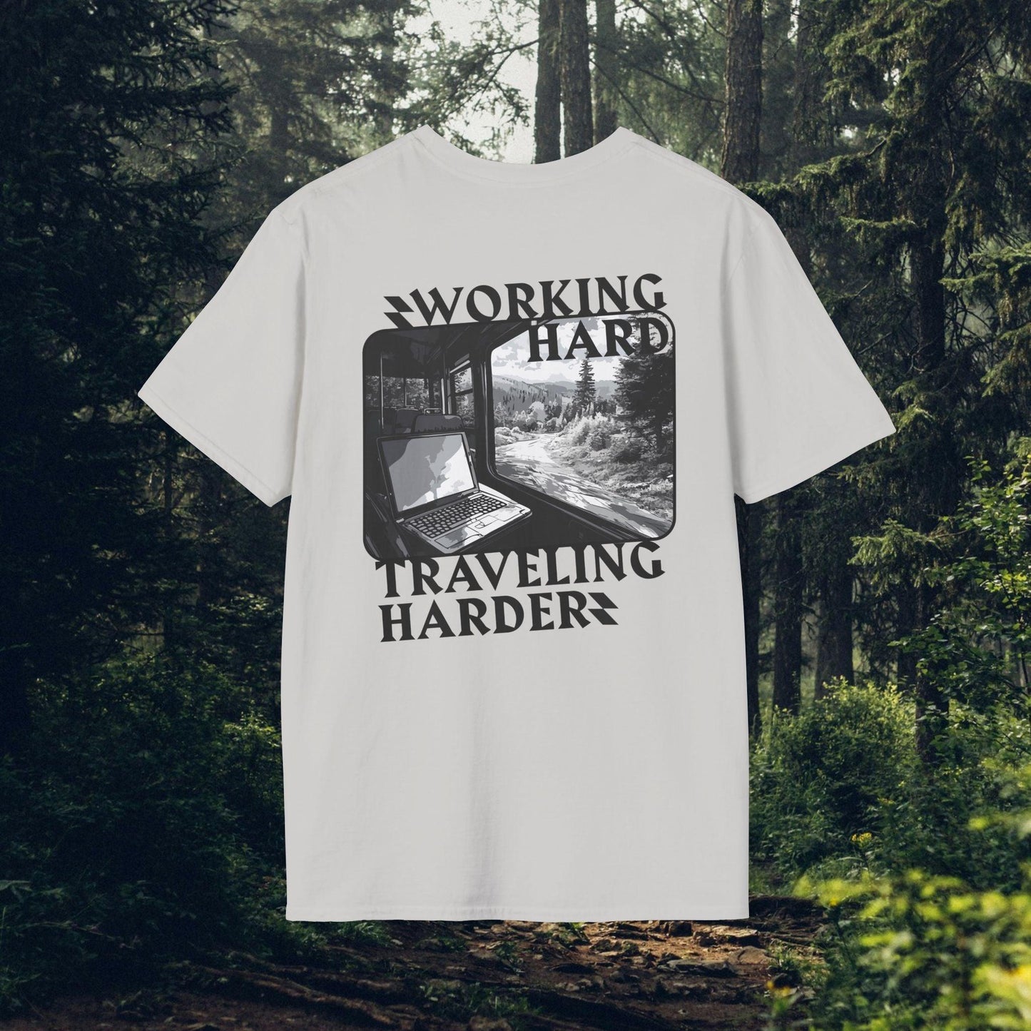 Working Hard, Traveling Harder T-shirt β Digital Nomad Lifestyle | Unisex Remote Work Shirt - Monoku Store