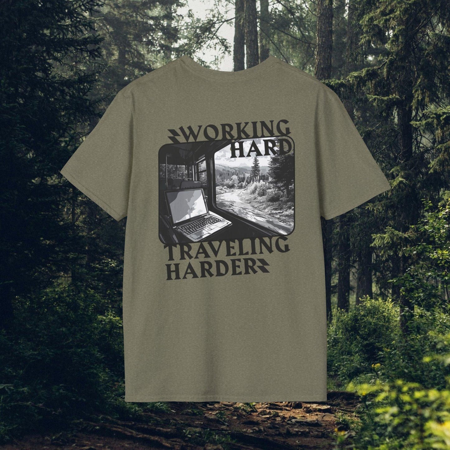 Working Hard, Traveling Harder T-shirt β Digital Nomad Lifestyle | Unisex Remote Work Shirt - Monoku Store
