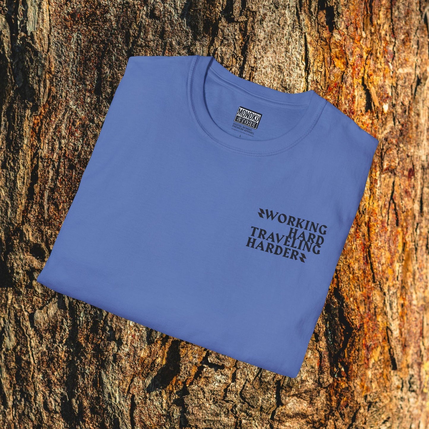 Working Hard, Traveling Harder T-shirt β Digital Nomad Lifestyle | Unisex Remote Work Shirt - Monoku Store