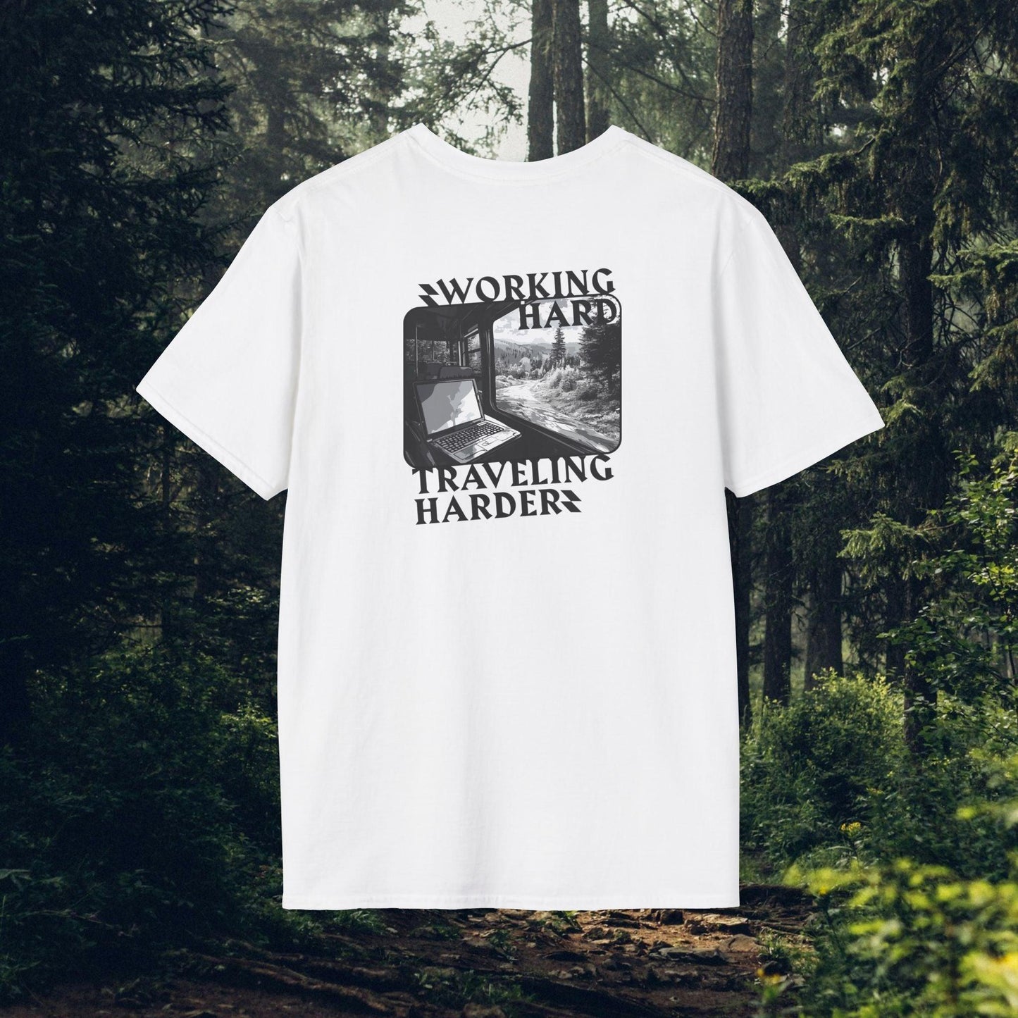 Working Hard, Traveling Harder T-shirt β Digital Nomad Lifestyle | Unisex Remote Work Shirt - Monoku Store