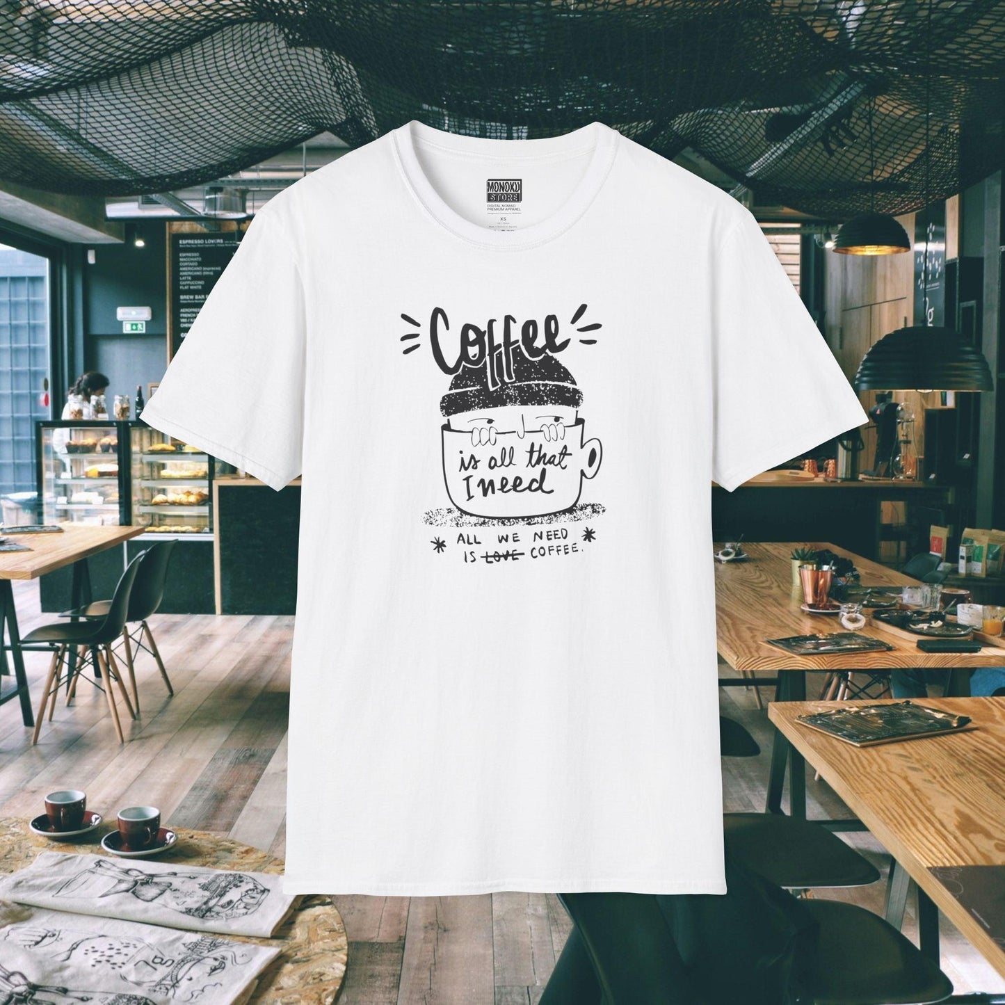 Coffee Vibes T-shirt - Gift for Digital Nomads, Creatives & Developers | Work-From-Anywhere Shirt - Monoku Store