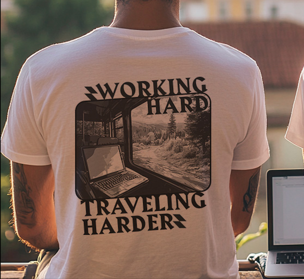 Working Hard, Traveling Harder T-shirt β Digital Nomad Lifestyle | Unisex Remote Work Shirt