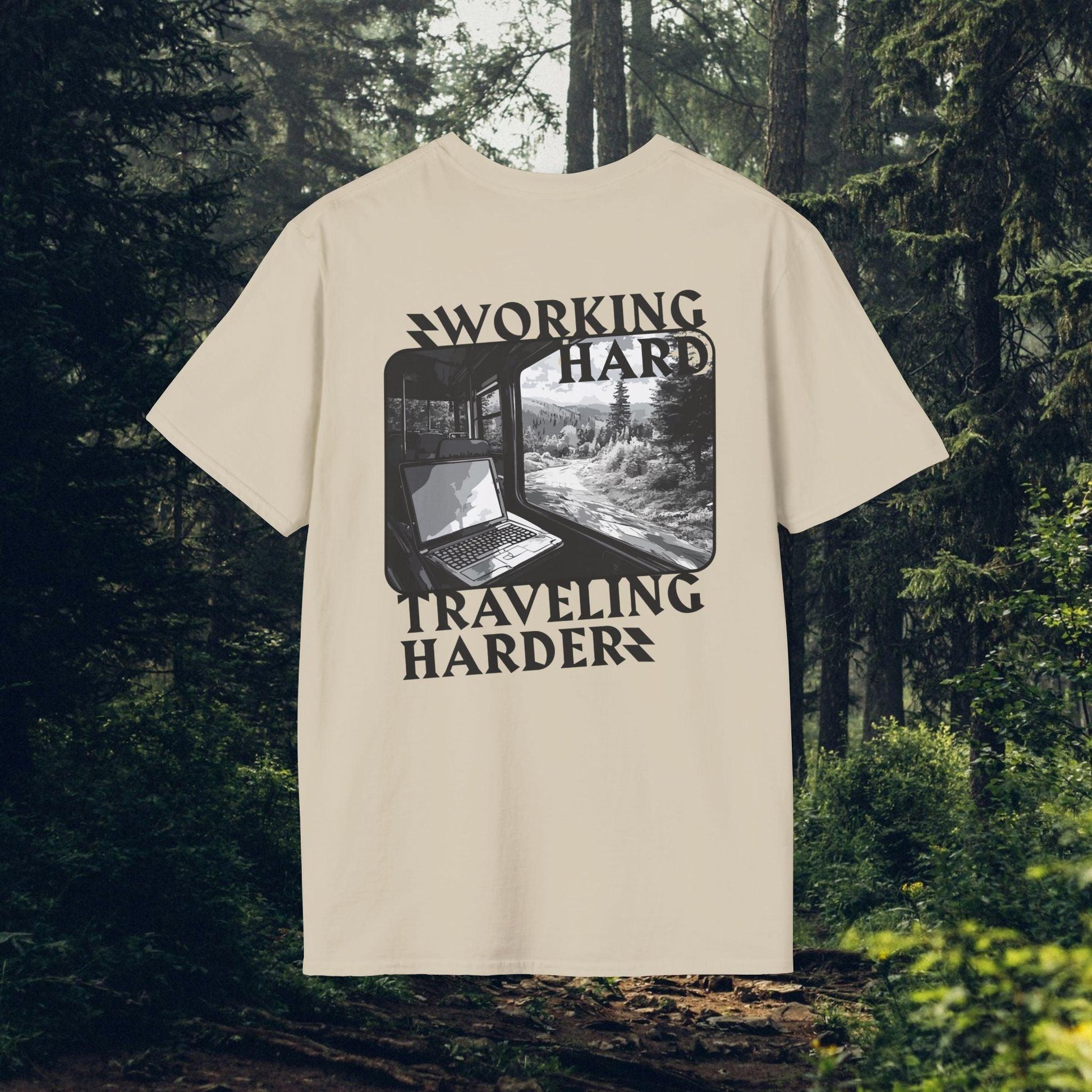 Working Hard, Traveling Harder T-shirt – Digital Nomad Lifestyle | Unisex Remote Work Shirt - Monoku Store