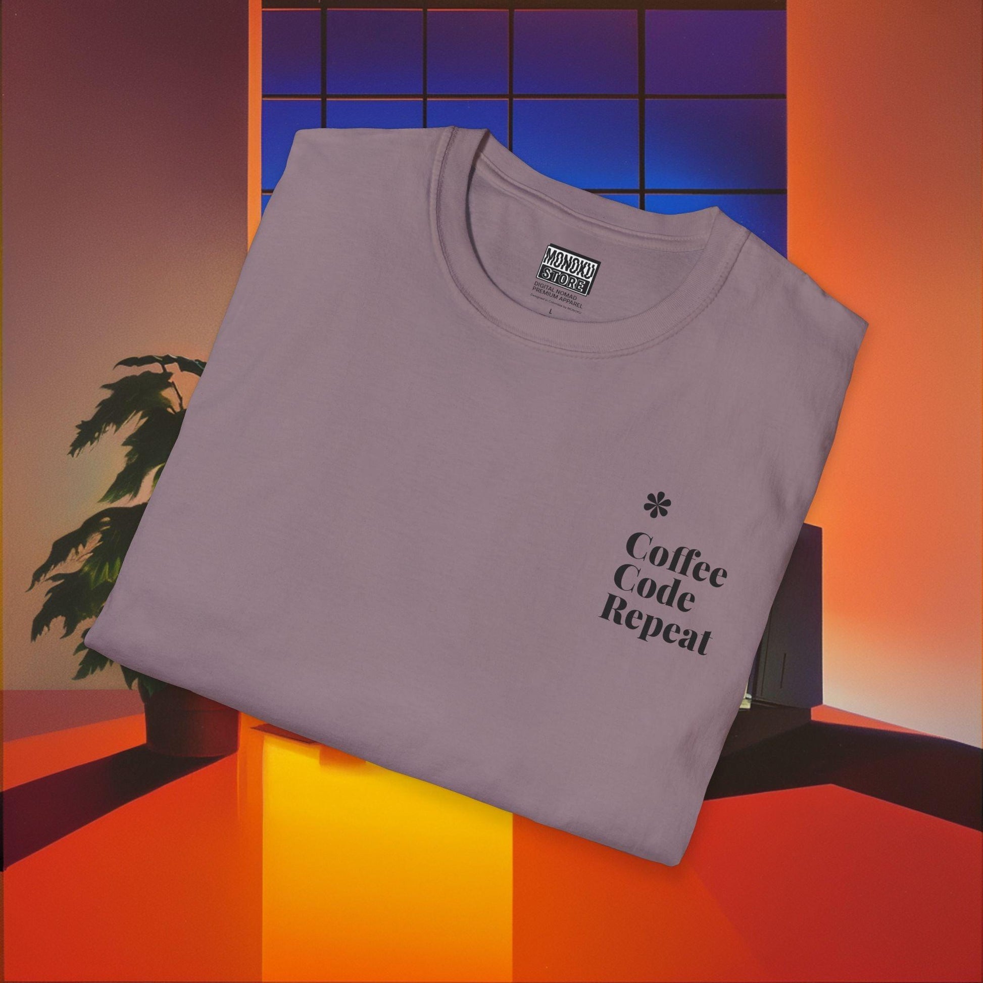 Coffee Code Repeat T-shirt - Programmer Gift, T-shirt for Coders, Devs & Digital Nomads - Monoku Store