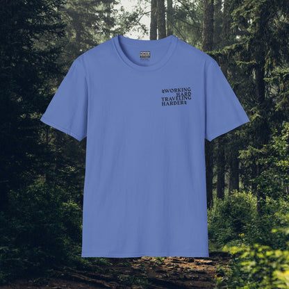 Working Hard, Traveling Harder T-shirt – Digital Nomad Lifestyle | Unisex Remote Work Shirt - Monoku Store
