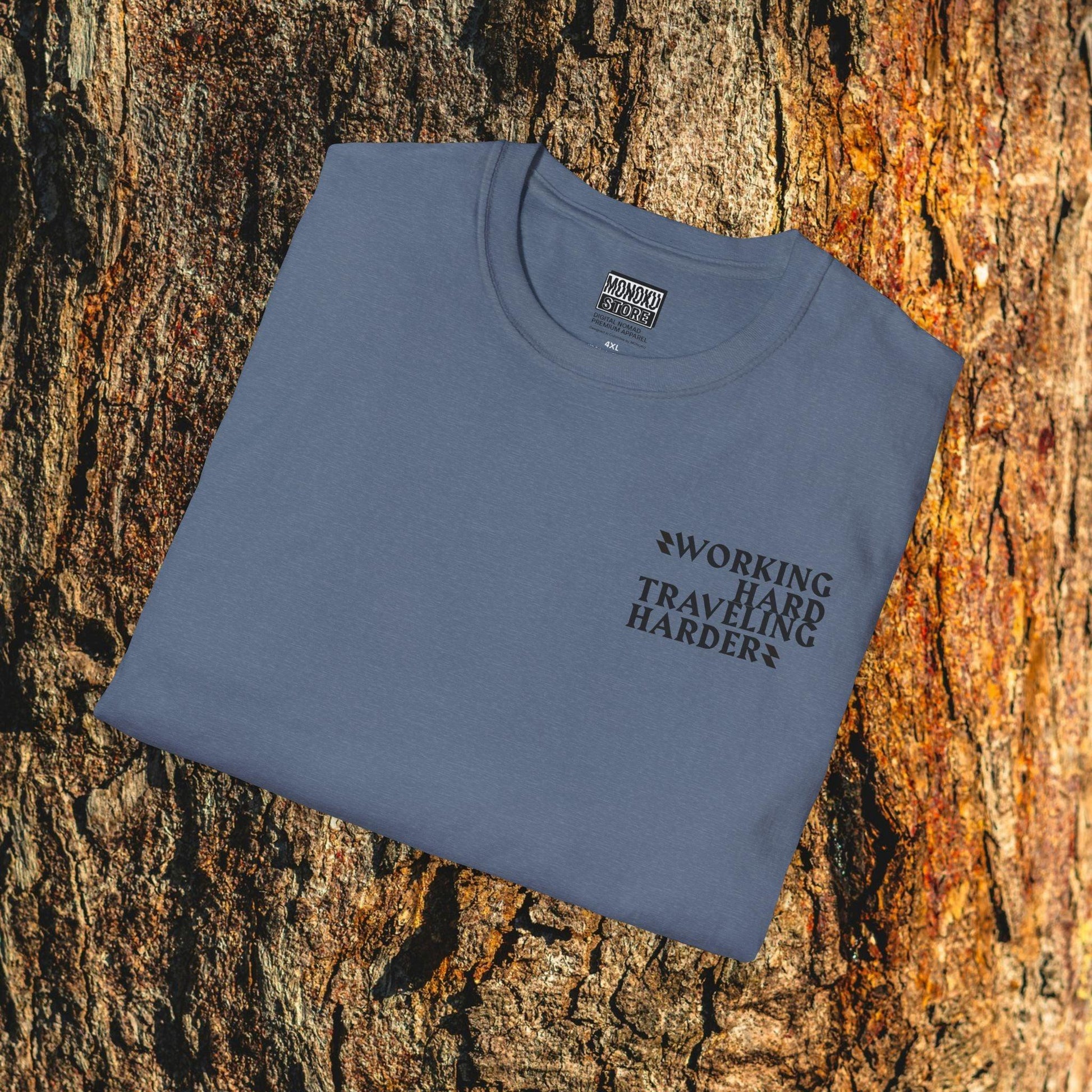 Working Hard, Traveling Harder T-shirt – Digital Nomad Lifestyle | Unisex Remote Work Shirt - Monoku Store