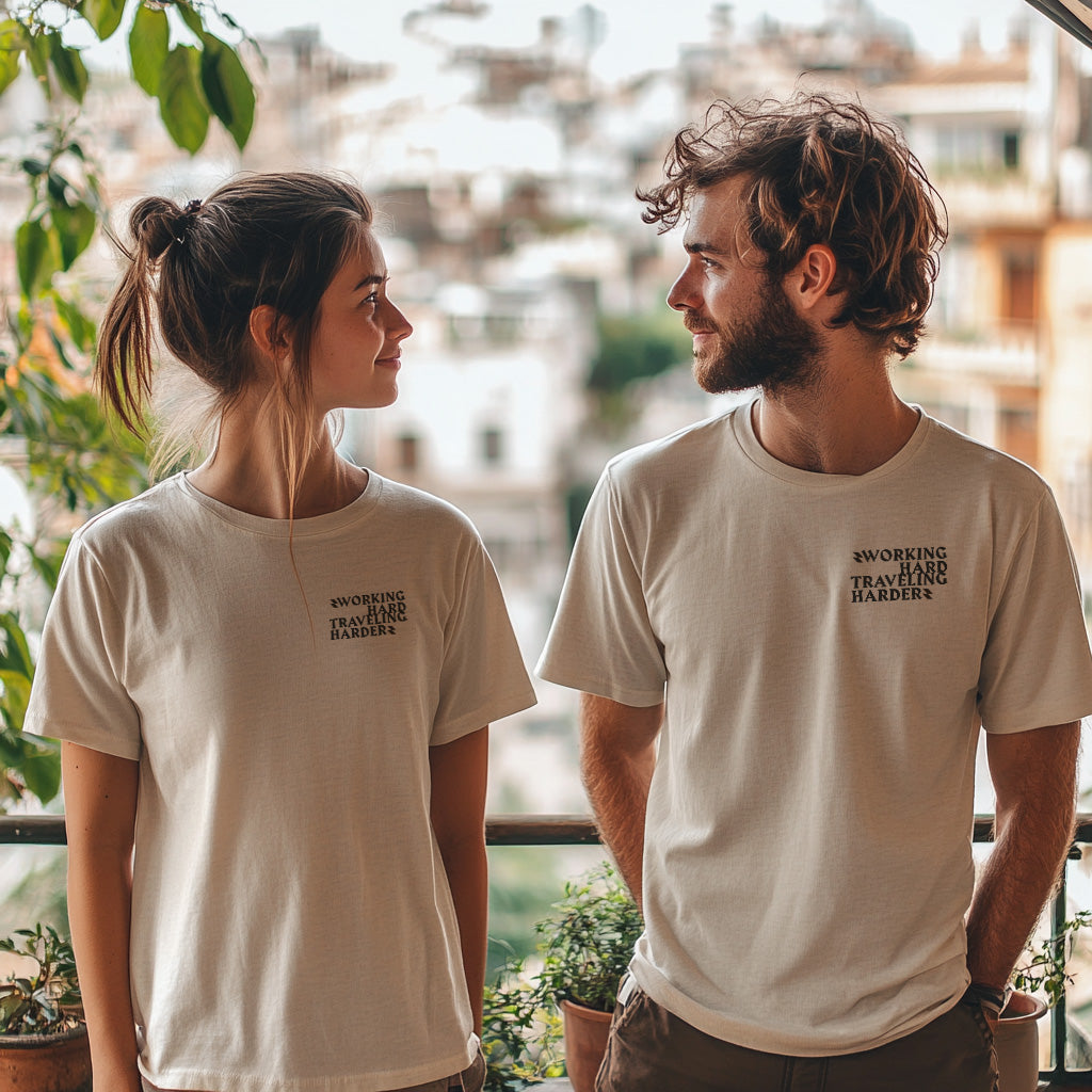 Working Hard, Traveling Harder T-shirt – Digital Nomad Lifestyle | Unisex Remote Work Shirt