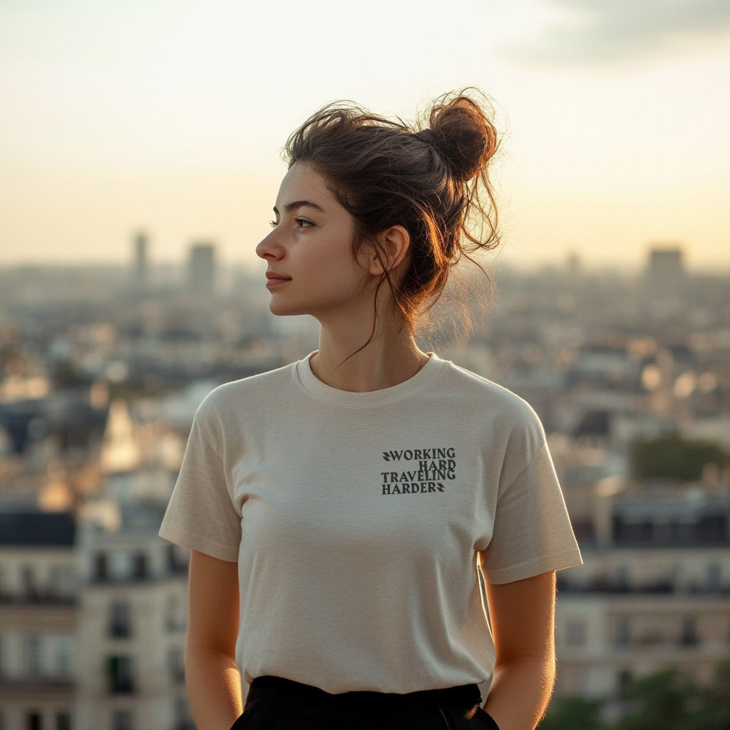 Working Hard, Traveling Harder T-shirt – Digital Nomad Lifestyle | Unisex Remote Work Shirt