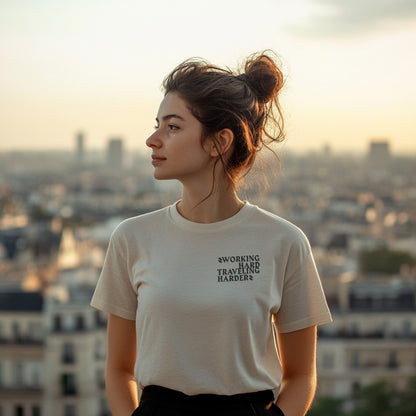 Working Hard, Traveling Harder T-shirt – Digital Nomad Lifestyle | Unisex Remote Work Shirt